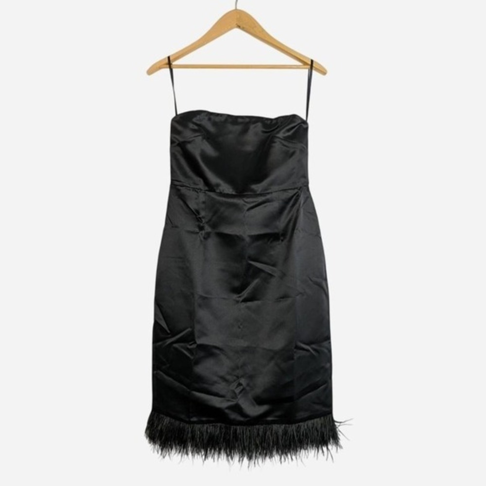 Camilyn Beth Sheila Feather Hem Satin Midi Dress Black NWT Size 8 - Picture 4 of 9
